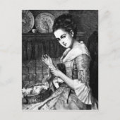 Vrouw naaien briefkaart (Voorkant)