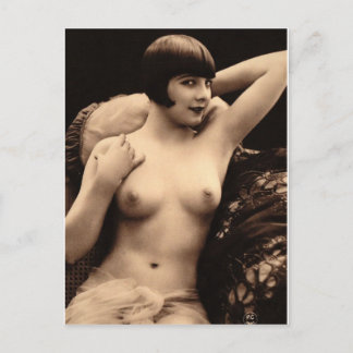 Vrouw Naakt in een stoel, Vintage jaren '20 Briefkaart