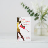 Vrouw nagelt poolse artiest visitekaartje (Staand voorkant)