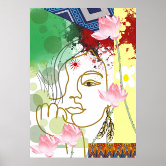 Vrouw & Natuur- Muurkunst Poster