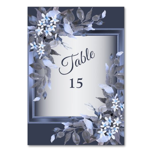 Vrouw: Navy Blue Floral Silver Gray Kaart (Voorkant)