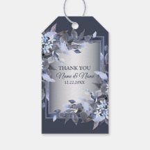 Vrouw: Navy Blue Floral Silver Gray Modern