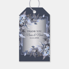 Vrouw: Navy Blue Floral Silver Gray Modern Cadeaulabel