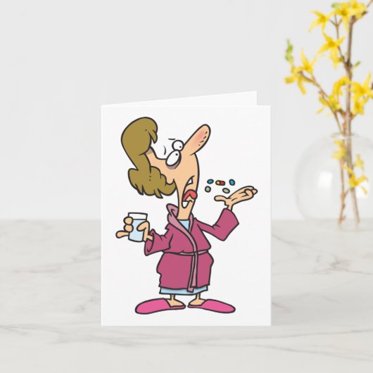 Vrouw neemt pillen kaart (Gele Bloem)