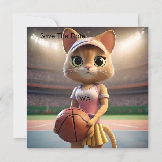 Vrouw Netball Cat, Save The Date (Voorkant)