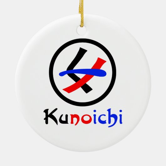 Vrouw Ninja Kunoichi くノ一 Keramisch Ornament (Achterkant)