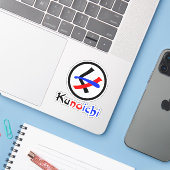 Vrouw Ninja Kunoichi くノ一 Sticker (Laptop met iPhone)