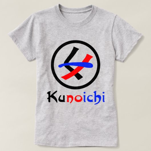 Vrouw Ninja Kunoichi くノ一 T-shirt (Design voorkant)