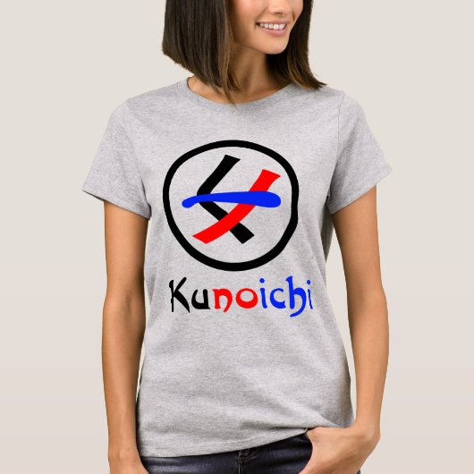Vrouw Ninja Kunoichi くノ一 T-shirt (Voorkant)