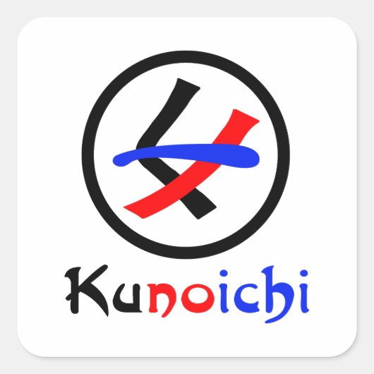 Vrouw Ninja Kunoichi くノ一 Vierkante Sticker (Voorkant)