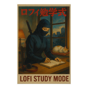 Vrouw Ninja Lofi Study Mode Perfect Poster