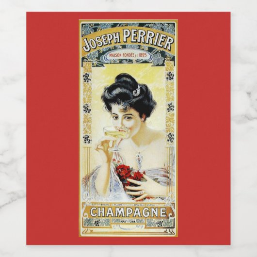vrouw nippen champange wijn label wijn etiket (Enkel label)