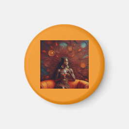 Vrouw nipt Drink op bank Magneet