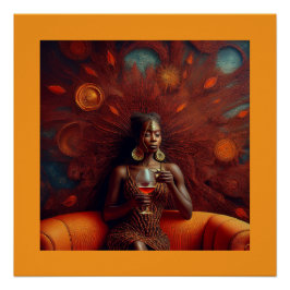 Vrouw nipt Drink op bank Perfect Poster