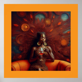 Vrouw nipt Drink op bank Poster