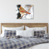 Vrouw Noordelijke Kardinaal Canvas Print (Insitu (Slaapkamer))