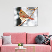 Vrouw Noordelijke Kardinaal Canvas Print (Insitu (Woonkamer))