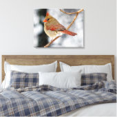 Vrouw Noordelijke Kardinaal Canvas Print (Insitu (Slaapkamer))