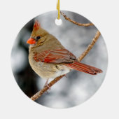 Vrouw Noordelijke Kardinaal Keramisch Ornament (Achterkant)