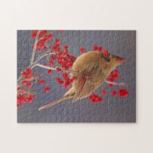 Vrouw noordelijke Kardinaal onder de doorn Legpuzzel (Horizontaal)