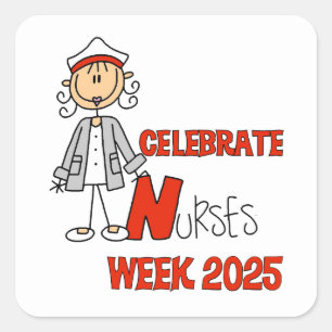 Vrouw Nurse Celebrate Nurses Week 2025 Vierkante Sticker