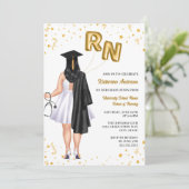 Vrouw Nursing School Graduation Party Kaart (Staand voorkant)