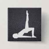 Vrouw oefent grafisch uit vierkante button 5,1 cm (Voorkant)