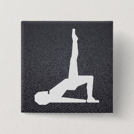 Vrouw oefent grafisch uit vierkante button 5,1 cm