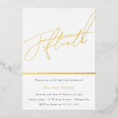 Vrouw of Man 50ste verjaardagsfeest Gouden Script Folie Uitnodiging (Voorkant)