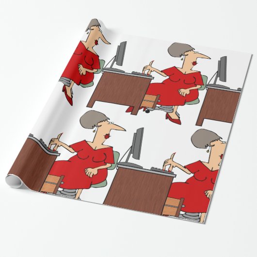 Vrouw Office Worker Cadeaupapier (Uitgerold)
