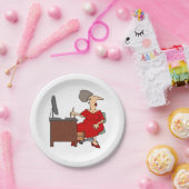 Vrouw Office Worker Papieren Bordje (Feest)