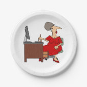 Vrouw Office Worker Papieren Bordje (Voorkant)