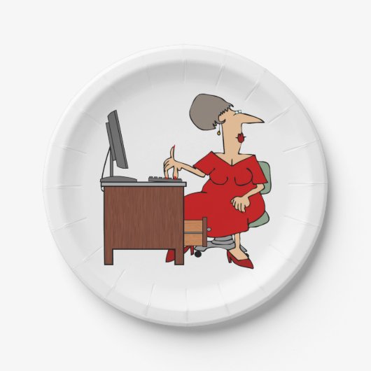 Vrouw Office Worker Papieren Bordje (Voorkant)