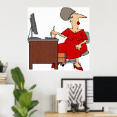 Vrouw Office Worker Poster (Thuiskantoor)