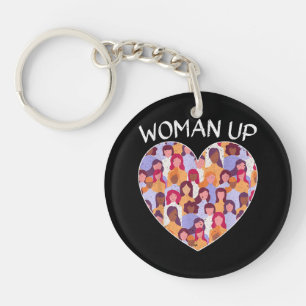 Vrouw omhoog feministisch feminisme Vrouwen mondig Sleutelhanger
