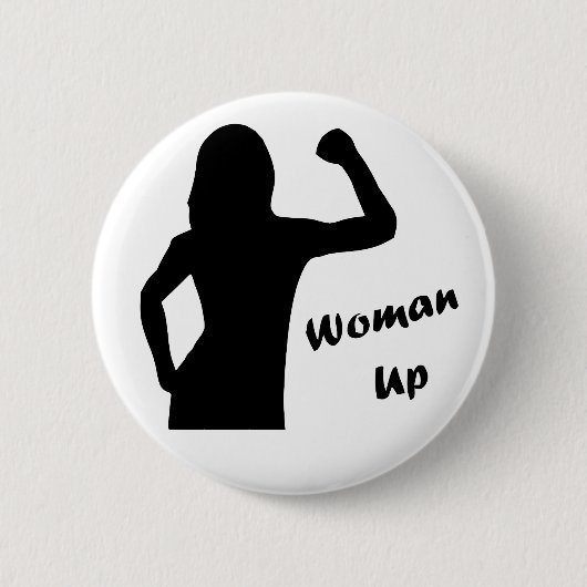 Vrouw omhoog - Feministische Button (Voorkant)