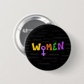 Vrouw omhoog! ronde button 5,7 cm (Voorkant /achterkant)