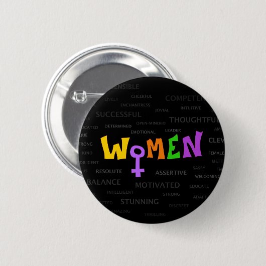 Vrouw omhoog! ronde button 5,7 cm (Voorkant /achterkant)