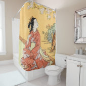 Vrouw onder Cherry Blossom Douchegordijn (In situ)