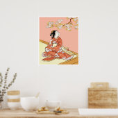 Vrouw onder Cherry Blossom Poster (Keuken)