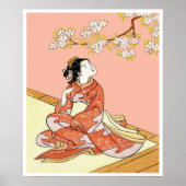 Vrouw onder Cherry Blossom Poster (Voorkant)