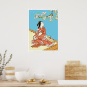 Vrouw onder Cherry Blossom Poster (Keuken)