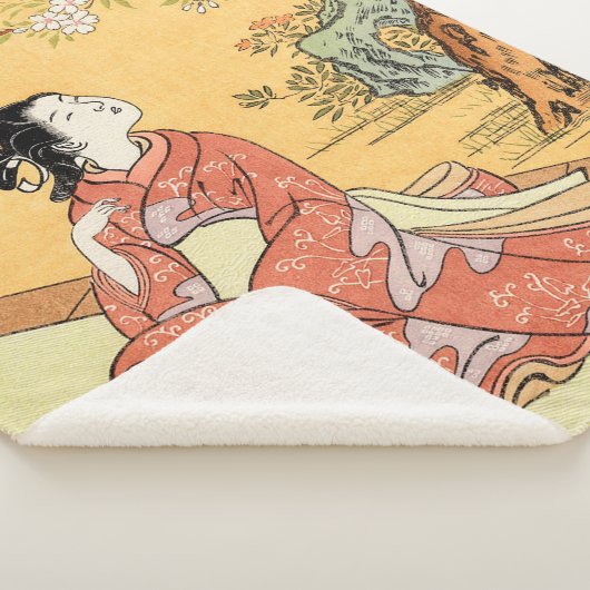 Vrouw onder Cherry Blossom Sherpa Deken (3/4)
