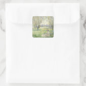 Vrouw onder de wilgen, Monet 1880 Vierkante Sticker (Tas)