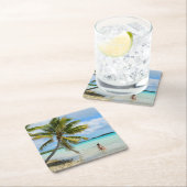 Vrouw onder een palmboom in het onderzetter van de (Insitu)