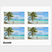 Vrouw onder een palmboom rechthoek sticker (Vel)