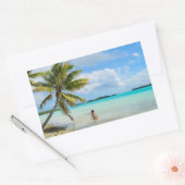Vrouw onder een palmboom rechthoek sticker (Envelop)
