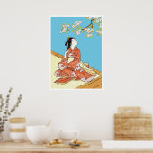Vrouw onder kersenbloesem poster (Keuken)