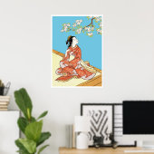 Vrouw onder kersenbloesem poster (Thuiskantoor)