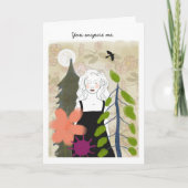 Vrouw onder Maan met vogel het schilderen Kaart (Voorkant)